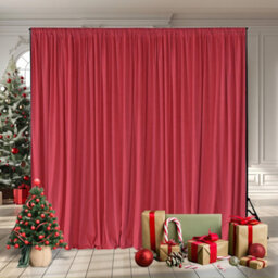 Neel Blue Red Velvet Backdrop Curtain Wrinkle-Free Polyester Fabric Background With Drapes, 3X3 Metres - thumbnail 7
