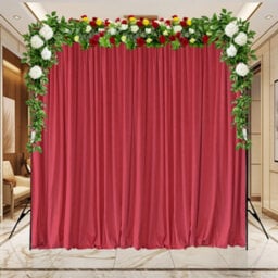 Neel Blue Red Velvet Backdrop Curtain Wrinkle-Free Polyester Fabric Background With Drapes, 3X3 Metres - thumbnail 6