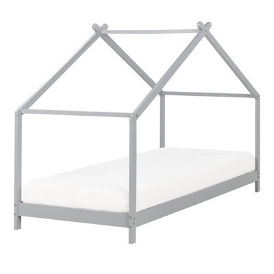 Beliani Kids Bed House Pine Wood Orlu 90 X 200 Cm (Eu Single) Grey - image 1