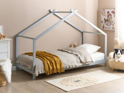 Beliani Kids Bed House Pine Wood Orlu 90 X 200 Cm (Eu Single) Grey - thumbnail 2