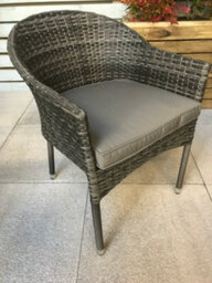 Signature Weave Emily Wicker Stacking Garden Dining Arm Chair & Cushions Grey - thumbnail 3