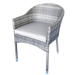 Signature Weave Emily Wicker Stacking Garden Dining Arm Chair & Cushions Grey