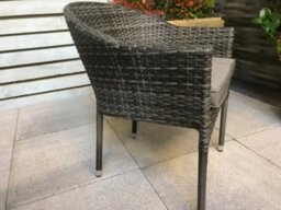 Signature Weave Emily Wicker Stacking Garden Dining Arm Chair & Cushions Grey - thumbnail 4