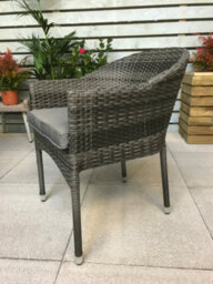 Signature Weave Emily Wicker Stacking Garden Dining Arm Chair & Cushions Grey - thumbnail 5