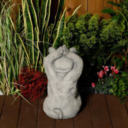 Calm Large Cast Stone Yoga Rhino Garden Statue Animal Figurine - thumbnail 4