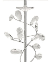 Lighting Supermarket Crystal Glass Leaf Design Modern Chrome Table Lamp With Natural Linen Shade - thumbnail 3