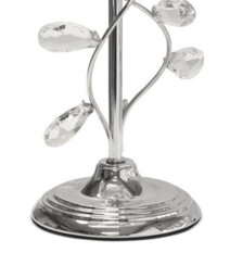 Lighting Supermarket Crystal Glass Leaf Design Modern Chrome Table Lamp With Natural Linen Shade - thumbnail 4