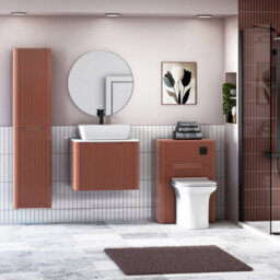 Royal Bathrooms Avenza 600mm Terracotta Clay Wall Hung Bathroom Countertop Vanity Unit 1 Drawer With Cube Basin - thumbnail 4
