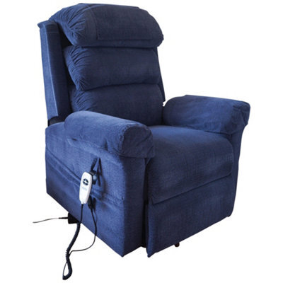 Loops Comfortable Wall Hugging Rise & Recline Arm Chair With Waterfall Pillow In Blue Chenille Fabric - image 1