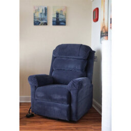Loops Comfortable Wall Hugging Rise & Recline Arm Chair With Waterfall Pillow In Blue Chenille Fabric - thumbnail 6