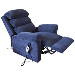 Loops Comfortable Wall Hugging Rise & Recline Arm Chair With Waterfall Pillow In Blue Chenille Fabric - thumbnail 3