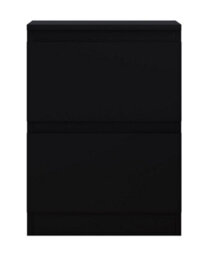 Fwstyle Carlton Black 2 Drawer Bedside Table Chest (H) 55Cm (W) 40Cm (D) 40Cm - thumbnail 6