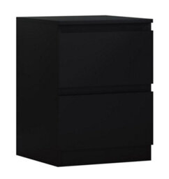 Fwstyle Carlton Black 2 Drawer Bedside Table Chest (H) 55Cm (W) 40Cm (D) 40Cm - thumbnail 5