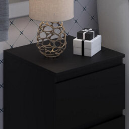 Fwstyle Carlton Black 2 Drawer Bedside Table Chest (H) 55Cm (W) 40Cm (D) 40Cm - thumbnail 3