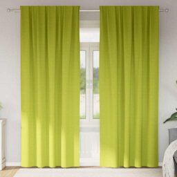Berkfield Curtains With Curtains 2 Pcs Apple Green 225 X 140 Cm Polyester - thumbnail 1