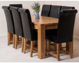 That's Furniture Kuba 180 X 90 Cm Chunky Oak Dining Table And 8 Chairs Dining Set With Washington Black Leather Chairs - thumbnail 1