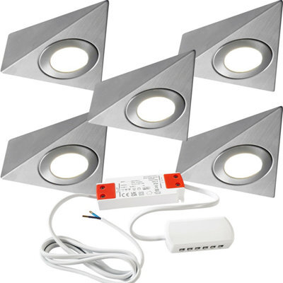 Brushed Nickel Pyramid Under Cabinet Kitchen Lighting Kit With Warm White Led - 5 Lights - image 1