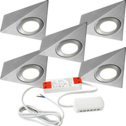 Brushed Nickel Pyramid Under Cabinet Kitchen Lighting Kit With Warm White Led - 5 Lights - thumbnail 1