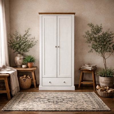 Wyld Haus Ardee White And Natural Oak 2-Door Wardrobe With 1 Drawer - image 1