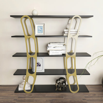 Decorotika Adar Bookcase Shelving Unit Black & Gold - image 1