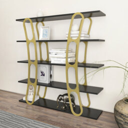 Decorotika Adar Bookcase Shelving Unit Black & Gold - thumbnail 5