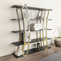 Decorotika Adar Bookcase Shelving Unit Black & Gold - thumbnail 3