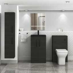 Royal Bathrooms Turin 500mm Floor Standing Vanity Unit 2 Door Hale Black With Black Basin & Handles - thumbnail 5