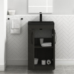 Royal Bathrooms Turin 500mm Floor Standing Vanity Unit 2 Door Hale Black With Black Basin & Handles - thumbnail 6