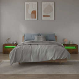 Berkfield Bedside Cabinets 2 Pcs With Leds Smoked Oak 60X35X40 Cm - thumbnail 8