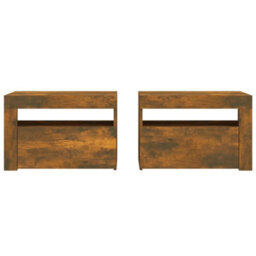 Berkfield Bedside Cabinets 2 Pcs With Leds Smoked Oak 60X35X40 Cm - thumbnail 4