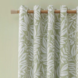 Catherine Lansfield Sorrel Leaf 66X90 Inch Fully Reversible Eyelet Curtains Two Panels Green