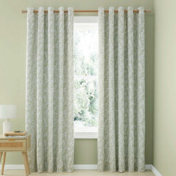 Catherine Lansfield Sorrel Leaf 66X90 Inch Fully Reversible Eyelet Curtains Two Panels Green - thumbnail 4