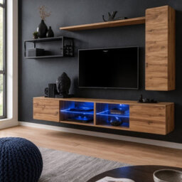 Switch Met Iv Industrial Wall Unit Modern Wotan Black Living Room Set With Tv Cabinets Shelves And Metal Bookcase - thumbnail 2