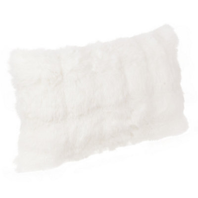 Living And Home Elegant Warm Luxurious Plush Textured Throw Pillow Cover Pillowcase Pure White Easy Care 50Cm W X 30Cm D - image 1