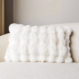 Living And Home Elegant Warm Luxurious Plush Textured Throw Pillow Cover Pillowcase Pure White Easy Care 50Cm W X 30Cm D - thumbnail 2