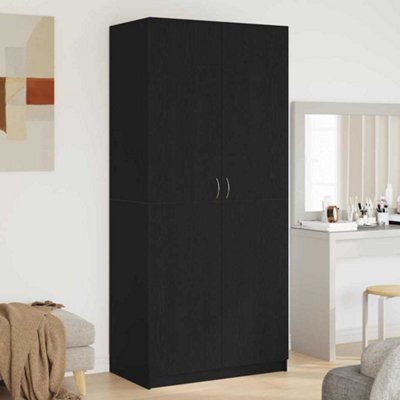Walplus Wardrobe With Storage Black 90 X 52 X 200 Cm Engineered Wood - image 1