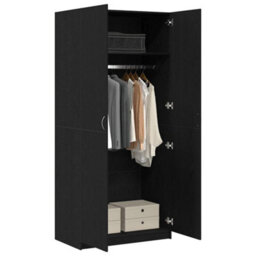 Walplus Wardrobe With Storage Black 90 X 52 X 200 Cm Engineered Wood - thumbnail 3