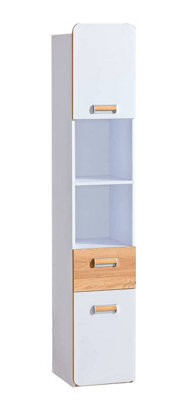 Arte Lorento L3 Tall Cabinet - Sleek And Functional, White Matt & Oak Nash, H1880mm W350mm D400mm - image 1