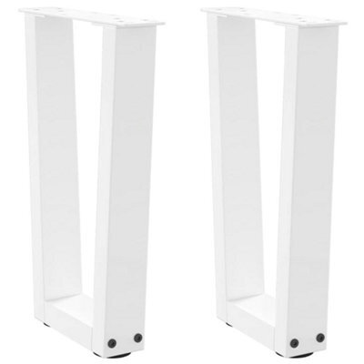 Berkfield Coffee Table Legs V-Shape 2 Pcs White 38X(42-43.3) Cm Steel - image 1