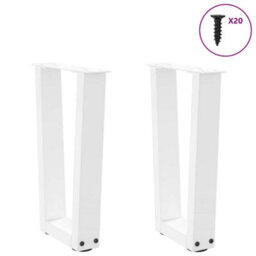 Berkfield Coffee Table Legs V-Shape 2 Pcs White 38X(42-43.3) Cm Steel - thumbnail 3