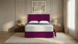 Adore Designs Diamond Cut Bumper Plush Velvet Divan Bed, Headboard & Mattress - 5Ft Kingsize - Burgundy - 2 Drawers Same Side - thumbnail 2
