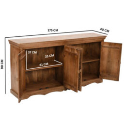 Wyld Haus Brighton Xl Whitewashed Mango Wood Sideboard With 4 Doors - thumbnail 5