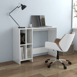 Berkfield Notebook Desk High Gloss White 102.5X35X75 Cm Engineered Wood