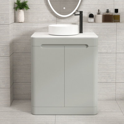 Royal Bathrooms Venice 700mm Dove Grey Freestanding Vanity Unit 2 Door With Carrara White Undrilled Worktop & Without Basin - image 1