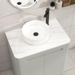 Royal Bathrooms Venice 700mm Dove Grey Freestanding Vanity Unit 2 Door With Carrara White Undrilled Worktop & Without Basin - thumbnail 6