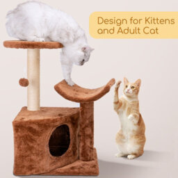 Nobleza Cat Tree Tower, Kitten Scratching Post With Bed, Cat Activity Centres With 2 Platform, Cat Condo For Adult Cats, Brown. - thumbnail 5