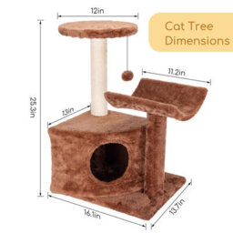 Nobleza Cat Tree Tower, Kitten Scratching Post With Bed, Cat Activity Centres With 2 Platform, Cat Condo For Adult Cats, Brown. - thumbnail 4