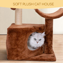 Nobleza Cat Tree Tower, Kitten Scratching Post With Bed, Cat Activity Centres With 2 Platform, Cat Condo For Adult Cats, Brown. - thumbnail 3