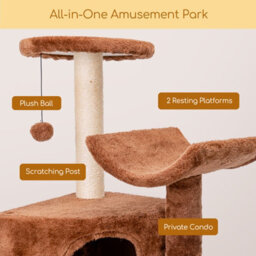 Nobleza Cat Tree Tower, Kitten Scratching Post With Bed, Cat Activity Centres With 2 Platform, Cat Condo For Adult Cats, Brown. - thumbnail 2