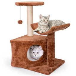 Nobleza Cat Tree Tower, Kitten Scratching Post With Bed, Cat Activity Centres With 2 Platform, Cat Condo For Adult Cats, Brown. - thumbnail 1